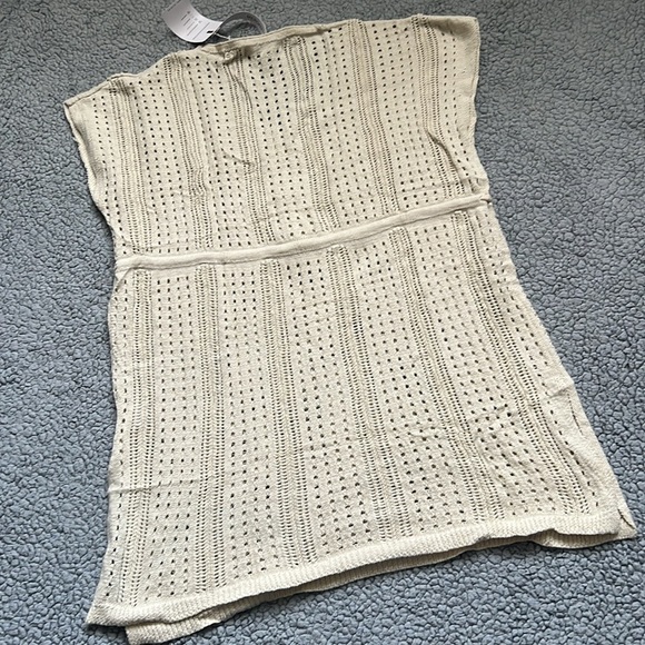 NWT MEROKEETY SHORT SLEEVE TIE WAIST CROCHET COVERUP - Picture 5 of 7